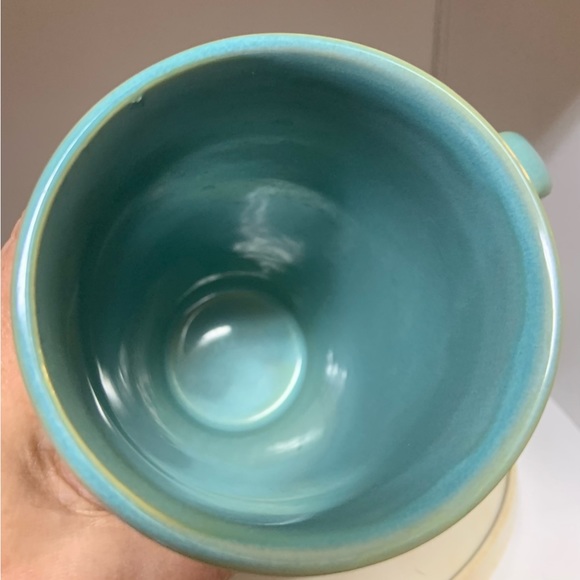 Spectrum 16 oz Teal Green Fish Ceramic Latte Coffee Mug Tall 5-7/8 in. Embossed - Picture 3 of 3